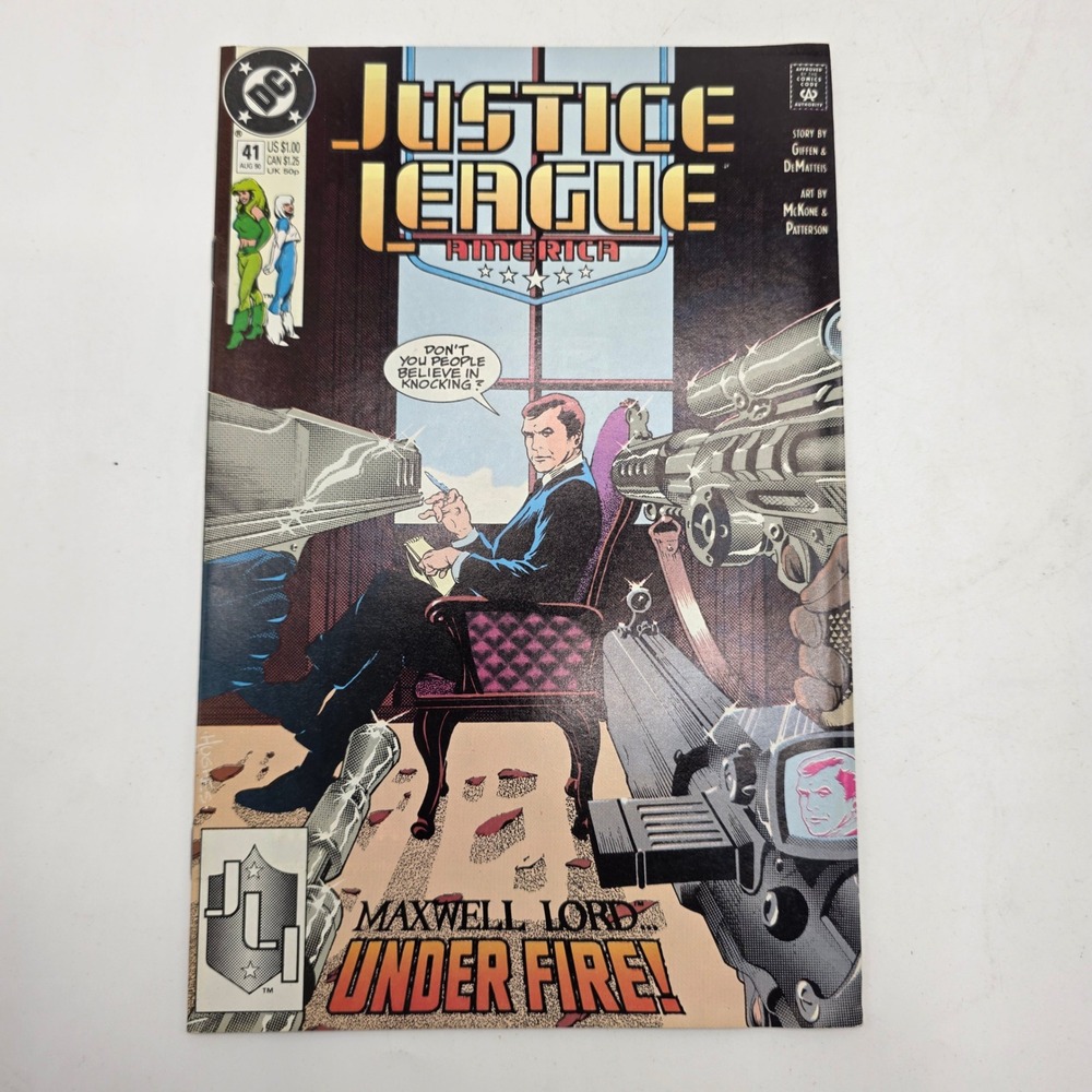 DC Justice League America 41 Maxwell Lord Under Fire Copper Age 1990 Comic Book